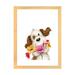 East Urban Home Dog w/ Flowers II by Makiko - Painting Print Paper, Wood in Brown/Pink/White | 24 H x 16 W x 1 D in | Wayfair