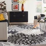 Black 108 x 0.25 in Area Rug - Lark Manor™ Arnelle Floral/Gray/White Indoor/Outdoor Area Rug | 108 W x 0.25 D in | Wayfair