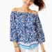 Lilly Pulitzer Tops | Lilly Pulitzer Nevie Off The Shoulder Top | Color: Blue/White | Size: Xxs