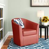 Barrel Chair - Andover Mills™ Hanshaw 30.5Cm Wide Swivel Barrel Chair Faux Leather in Black/Brown | 30 H x 30.5 W x 27 D in | Wayfair
