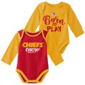 Newborn & Infant Yellow/Red Kansas City Chiefs Little Player Long Sleeve 2-Pack Bodysuit Set