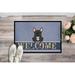 Winston Porter French Bulldog Welcome 27 in. x 18 in. Non-Slip Outdoor Door Mat Synthetics in Indigo | 18 W x 27 D in | Wayfair