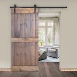 Barn Door - JM HOME Panel Wood Painted Barn Door w/ Installation Hardware Kit Wood in Brown | 84 H x 30 W in | Wayfair SDU-K1-BS-30