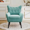 Wingback Chair - Corrigan Studio® Ashwin 28" Wide Tufted Wingback Chair Velvet/Fabric in Green | 38.75 H x 28 W x 30.75 D in | Wayfair