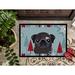 The Holiday Aisle® Ruka Winter Holiday Pug Non-Slip Outdoor Door Mat Synthetics in Red/Blue/White | 24 W x 36 D in | Wayfair