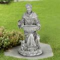 Exhart Saint Francis Bird Feeder Garden Statue, 19 Inch Plastic in Brown/Gray/White | 18.7 H x 9.84 W x 9.84 D in | Wayfair 16668-RS