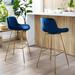 Everly Quinn Neuhaus Swivel 28.94" Bar Stool Wood/Upholstered/Velvet in Blue | 38.78 H x 19.29 W x 19.09 D in | Wayfair