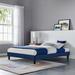 Ebern Designs Reign Performance Velvet Platform Bed Frame Upholstered in Blue | 12 H x 63.5 W x 77.5 D in | Wayfair