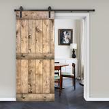 Barn Door - JM HOME Panel Wood Painted Barn Door w/ Installation Hardware Kit Wood in Brown | 84 H x 30 W in | Wayfair SDU-K1-WA-30