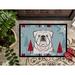 The Holiday Aisle® Ott Winter Holiday English Bulldog Non-Slip Outdoor Door Mat Synthetics in Red/Green/White | 24 W x 36 D in | Wayfair