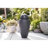 Latitude Run® Ciambrone Polystone Textured Round Sphere Water Fountain w/ Light in Black | 25.6 H x 12 W x 12.2 D in | Wayfair