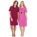 Plus Size Women's 2-Pack Short-Sleeve Sleepshirt by Dreams & Co. in Pomegranate Coffee (Size 7X/8X) Nightgown