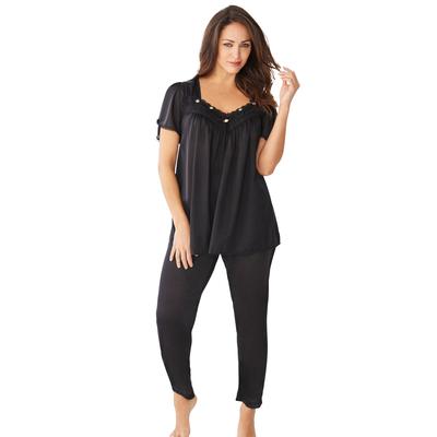 Plus Size Women's Silky 2-Piece PJ Set by Only Necessities in Black (Size M) Pajamas