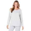 Plus Size Women's Satin trim sleep tee by Dreams & Co® in Heather Grey (Size 4X) Pajama Top