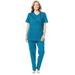 Plus Size Women's Floral Henley PJ Set by Dreams & Co. in Deep Teal Ditsy (Size 2X) Pajamas