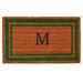 Arlmont & Co. Stortz Monogram Non-Slip Outdoor Door Mat Natural Fiber in Green/Brown | Rectangle 1'6" x 2'6" | Wayfair