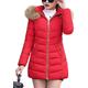 EFOFEI Women's Quilted Transition Jacket Long Winter Coat with Hood Warm Thick Quilted Coat Red XS