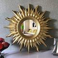 zenggp Large Sunflower Wall Mirror Gold Leaf Sunburst Mirror Midcen Tury Mirror Round Hall Glass Mirror Antique Decor,Gold-28inches