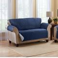 George Oliver Reversible Quilted T-Cushion Loveseat Slipcover, Polyester in Blue | 39 H x 46 W x 21 D in | Wayfair 55B0A55C5BB94D0EA6E490901F4FBA97