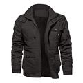 KEFITEVD Men's Warm Fleece Jacket Thick Windproof Work Coat Winter Bomber Jackets Dark Grey