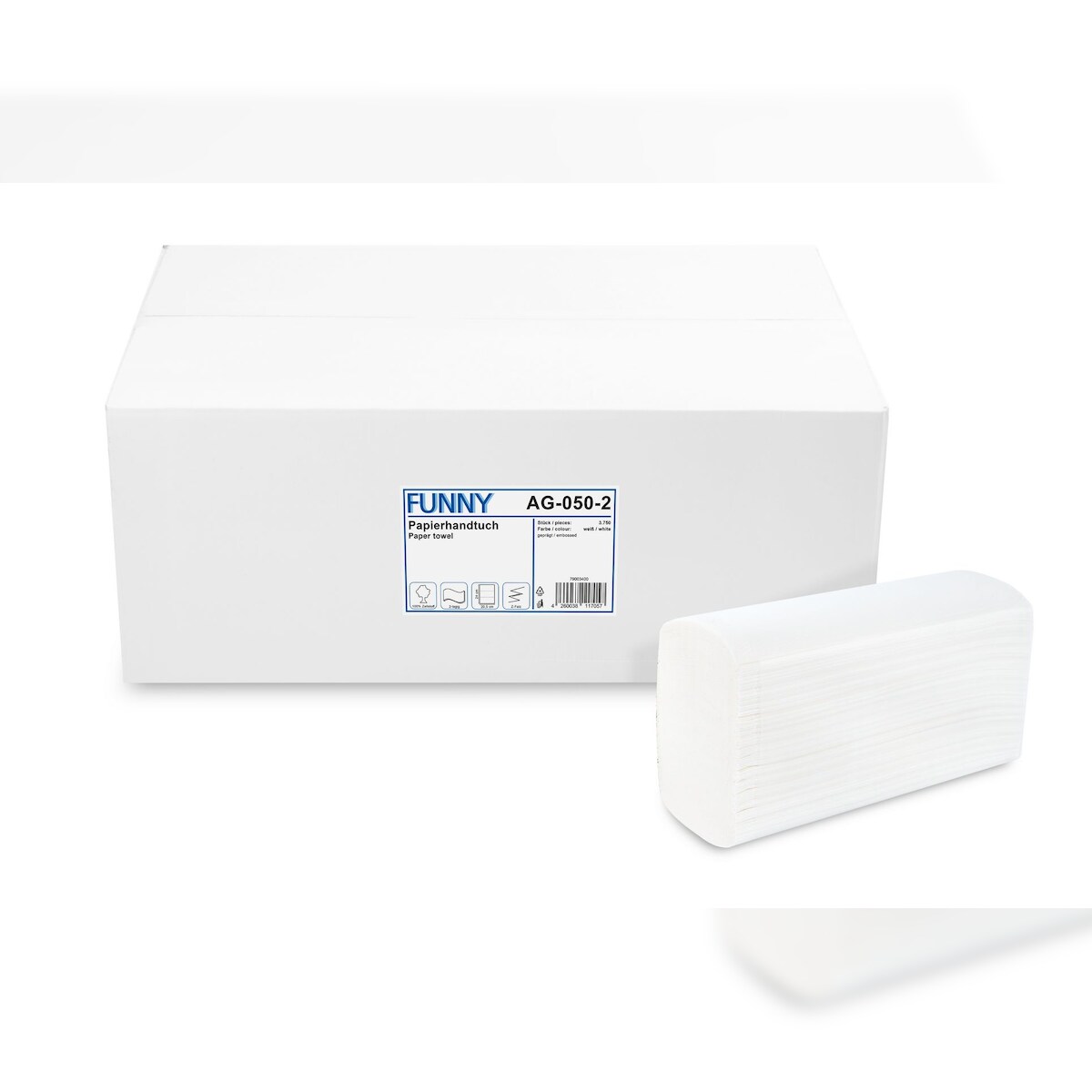 Funny Papierhandtuch 2-lagig Z-Falz, Zellstoff, hochweiß, 3.750 Stk. Image
