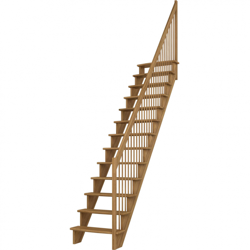 DOLLE Raumspartreppe Wangentreppe Lyon, 65 cm, Eiche,Geradelaufend,Holzgeländer rechts,versiegelt Image