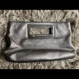 Michael Kors Bags | Michael Kors Leather Clutch- Silver | Color: Silver | Size: Os