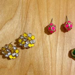 J. Crew Jewelry | 2 Pairs Of Gorgeous J.Crew Earrings | Color: Gold/Pink/Yellow | Size: Os