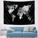 Trinx Polyester World Map Skeleton Romance Psychedelic Nature Tapestry w/ Hanging Accessories Included Polyester in Black | 59 H x 79 W in | Wayfair