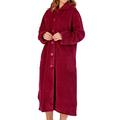Slenderella Ladies Button Up Dressing Gown Super Soft Waffle Fleece Bath Robe XXL (Raspberry)