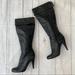 Nine West Shoes | Nine West Black Leather Cuff Knee High Boots Heels | Color: Black | Size: 8