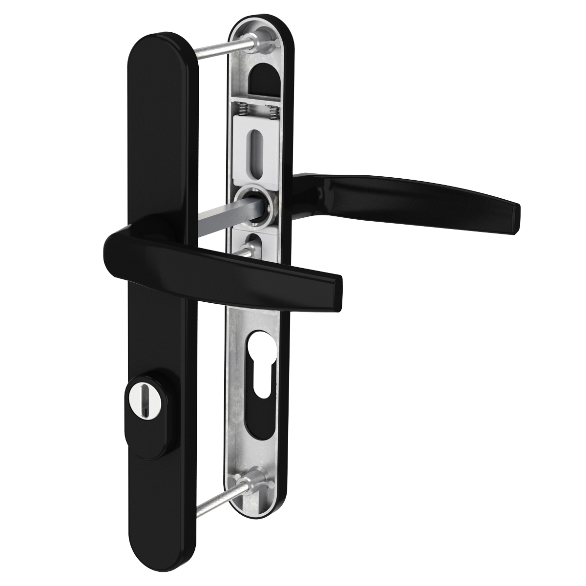 MS Beschläge Schmalrahmengarnitur 8-72mm Schwarz Kernziehschutz Drücker/Drücker TS 39-54mm Image