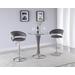 Contemporary Pub Set w/ Upholstered Round Glass Table & 2 Stools - Chintaly DANIELLA-PUB-3PC