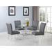 Contemporary Dining Set w/ Round Glass Dining Table & Parson Chairs - Chintaly 4038-5PC-GRY