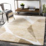 Puckett 8'10" x 12' Modern Contemporary Abstract Soft Bone/Dark Beige/Camel/Dark Brown/Nutmeg/Cream/Taupe/Tan/Gray/Medium Brown/Light Blue Area Rug - Hauteloom