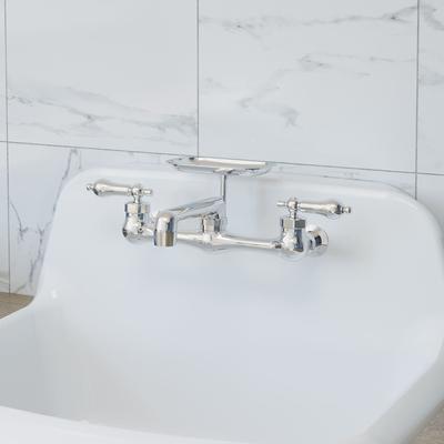 Randolph Morris Wall Mount Utility Faucet with Soap Tray - Swivel Spout - Metal Lever Handles - Chrome RMH86SD-CP