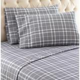 Micro Flannel® Plaid Grey Print Sheet Set by Shavel Home Products in Plaid Gray (Size QUEEN)