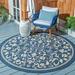 Blue/Navy 48 x 0.2 in Area Rug - Fleur De Lis Living Galena Floral Navy/Beige Indoor/Outdoor Area Rug, Synthetic | 48 W x 0.2 D in | Wayfair