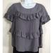 Anthropologie Tops | Anthropologie Hd Silk Ruffle Tiered Top | Color: Gray | Size: S