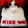 American Eagle Outfitters Accessories | American Eagle Fuzzy Kiss Me Beanie | Color: Red/White | Size: Os