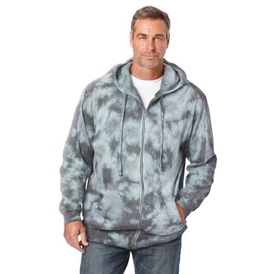 Men's Big & Tall Fleece Zip-Front Hoodie by KingSize in Steel Marble (Size 6XL) Fleece Jacket