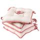 Set of 4 Seat Pads Tie On Reversible Dining Chair Cushions with Gingham & Reindeer Print