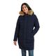 TOG 24 Firbeck Womens Ultra Warm Wind Resistant Long Padded Winter Coat with Pockets and Faux Fur Trim Hood Navy