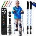 Kid's Trekking Poles – Collapsible Telescopic Walking Sticks for Children – Brightly Colored Hiking Poles Made for Boys and Girls - Includes Carrier Bag and Accessories (Blue)