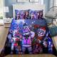 Anjinguang FNAF 3-Piece Bedding Set,FNAF Five Scary Nights Single/Double/King Comforter Set with Pillow Sham and Duvet Cover Bedding,with 1 Quilt Cover 2 Pillow Shams for Teens Boys Girls