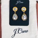 J. Crew Jewelry | J. Crew Crystal Pear-Shaped Stone Drop Earrings | Color: Gold/White | Size: Os