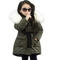 Fulltime(TM) Baby Girl Fur' Hooded Tops Jacket Padded Coat Kids Long Thick Warm Jacket Parkas Windproof Snowsuit Clothing (7-9years) Army Green