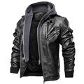 Priessei Leather Bomber Jackets for Men Pilot Jacket with Hood Cycle Motorbike Jacket Stylish Coat Autumn Aviator Black L