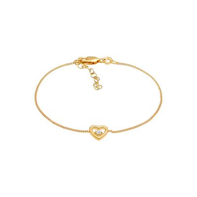 Elli DIAMONDS Herz Liebe Romantik Diamant (0.03 ct) 925 Silber goldfarben Damen Image