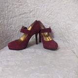 Nine West Shoes | Burgundy Suede Nine West Mary Jane Pumps | Color: Purple/Red | Size: 6